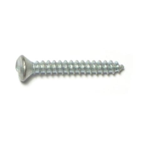 Midwest Fastener Sheet Metal Screw, #8 x 1-1/4 in, Zinc Plated Steel Oval Head Slotted Drive, 20 PK 62456